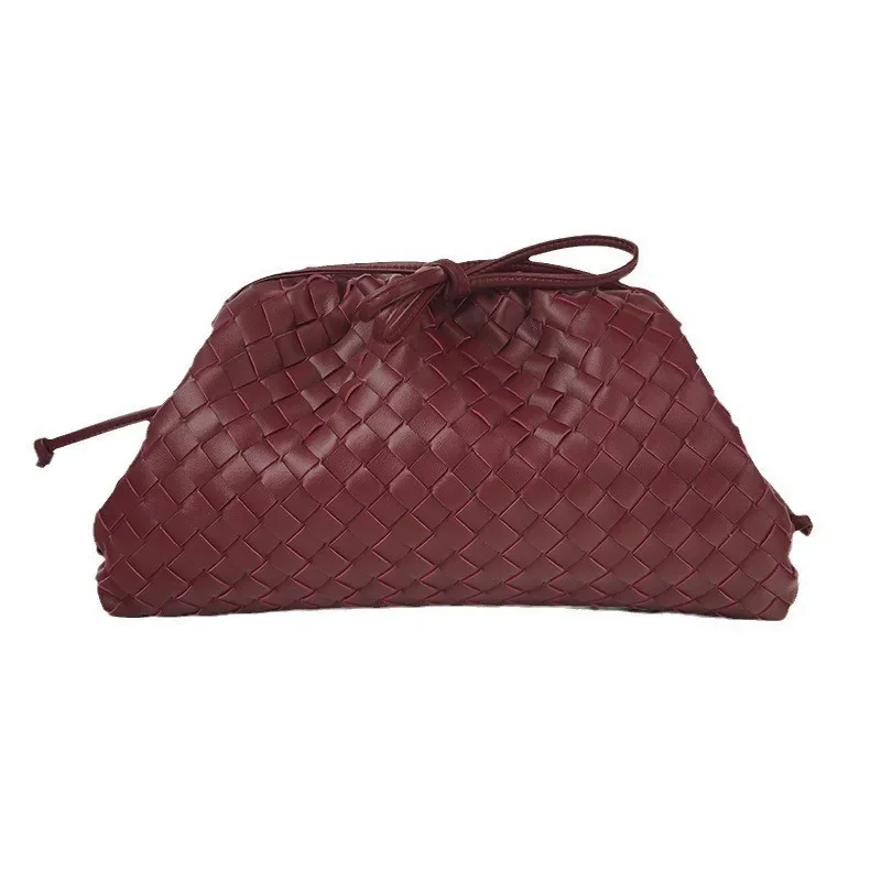 Pure Color New Clouds Woven Bag Large Explosive Fashion High Quality Large Capacity Clip Bag Clutch Dumpling Bag