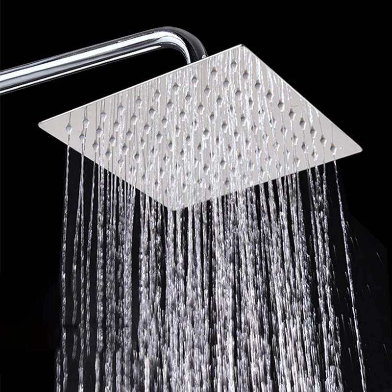 10/12 بوصة 201/304 الفولاذ المقاوم للصدأ جولة مربع أعلى دش رئيس السقف توفير المطر ارتفاع ضغط لحوض الاستحمام نظام الحمام