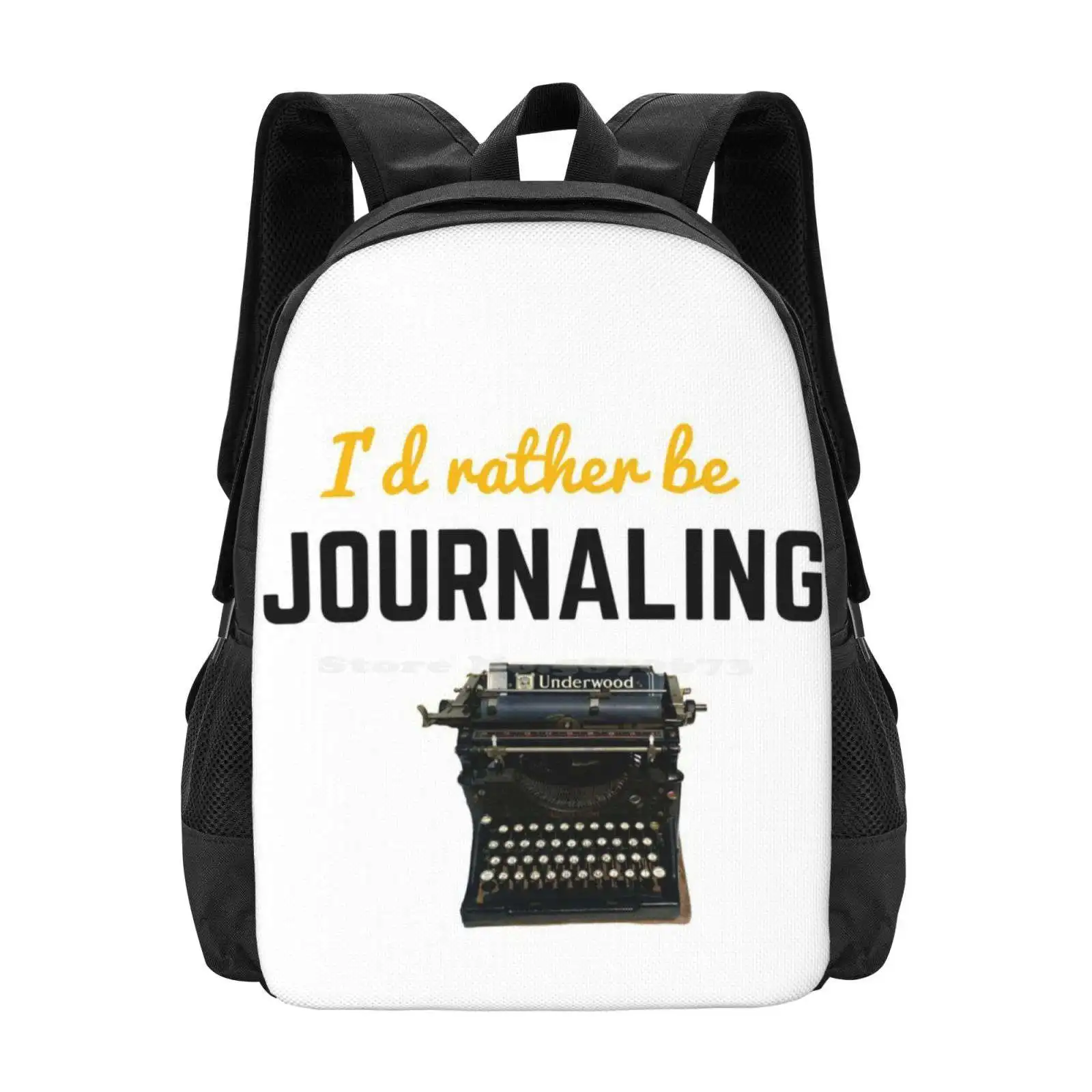 I'D Não Ser Journaling Padrão Design Bag, Mochila do Estudante, Texto Journaling Amante, Funny Pun Fan