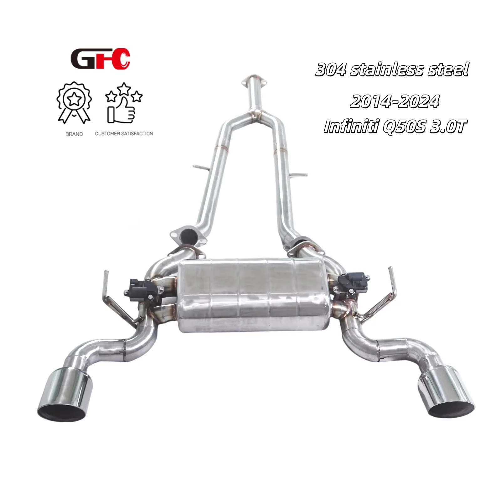 

For the 2014-2024 Infiniti Q50S 3.0T stainless steel high-performance catback exhaust system with a valve muffler