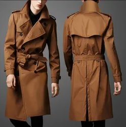 Britse trend lange windjack Europa-versie Slim Fit Lente Herfst Casual jas Double Breasted Business Herenmode Trench