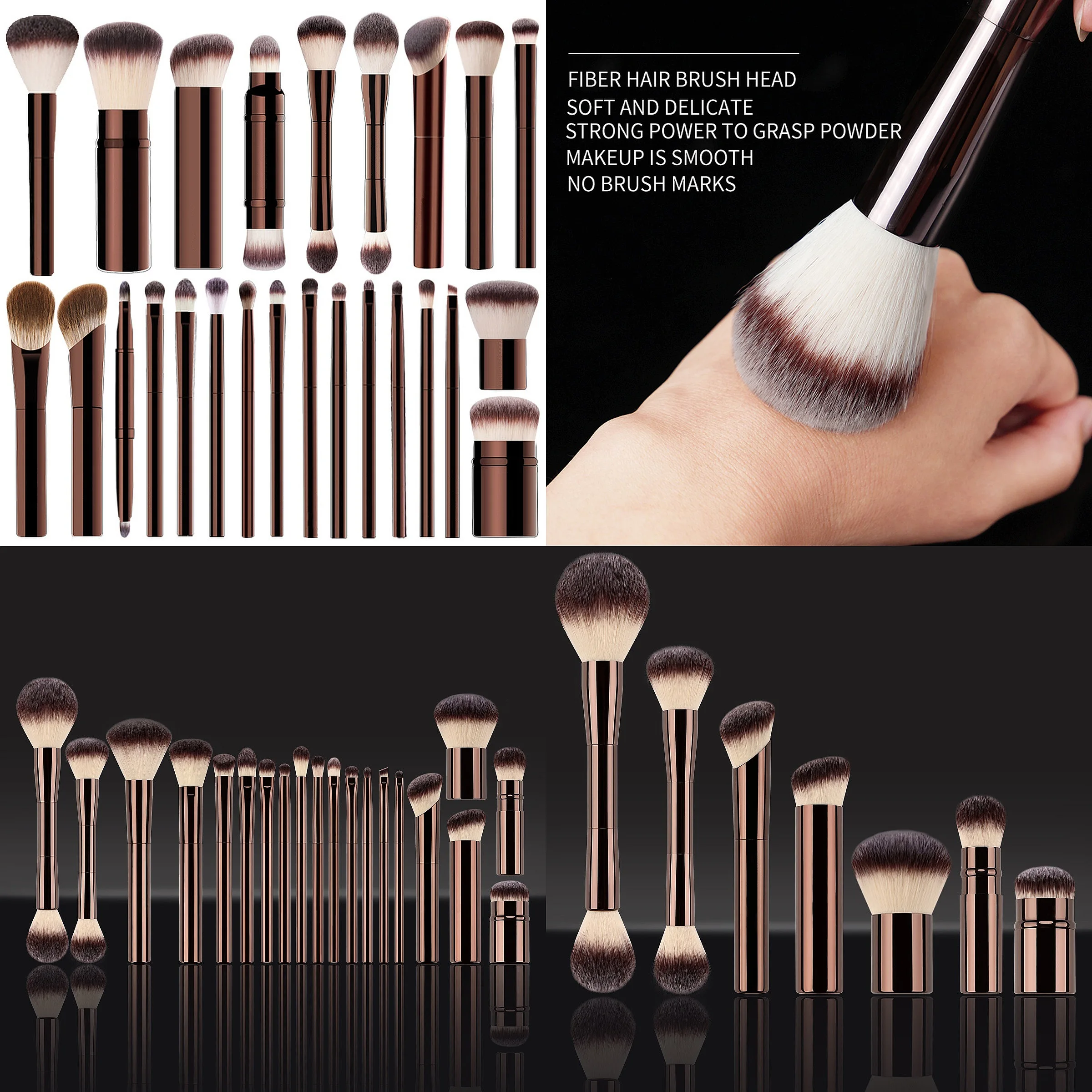 Custom 19Pcs Brushes Series Aluminium Handle Ferrule Vegan Professional Luxury Cruelty Free Makeup Brush Set