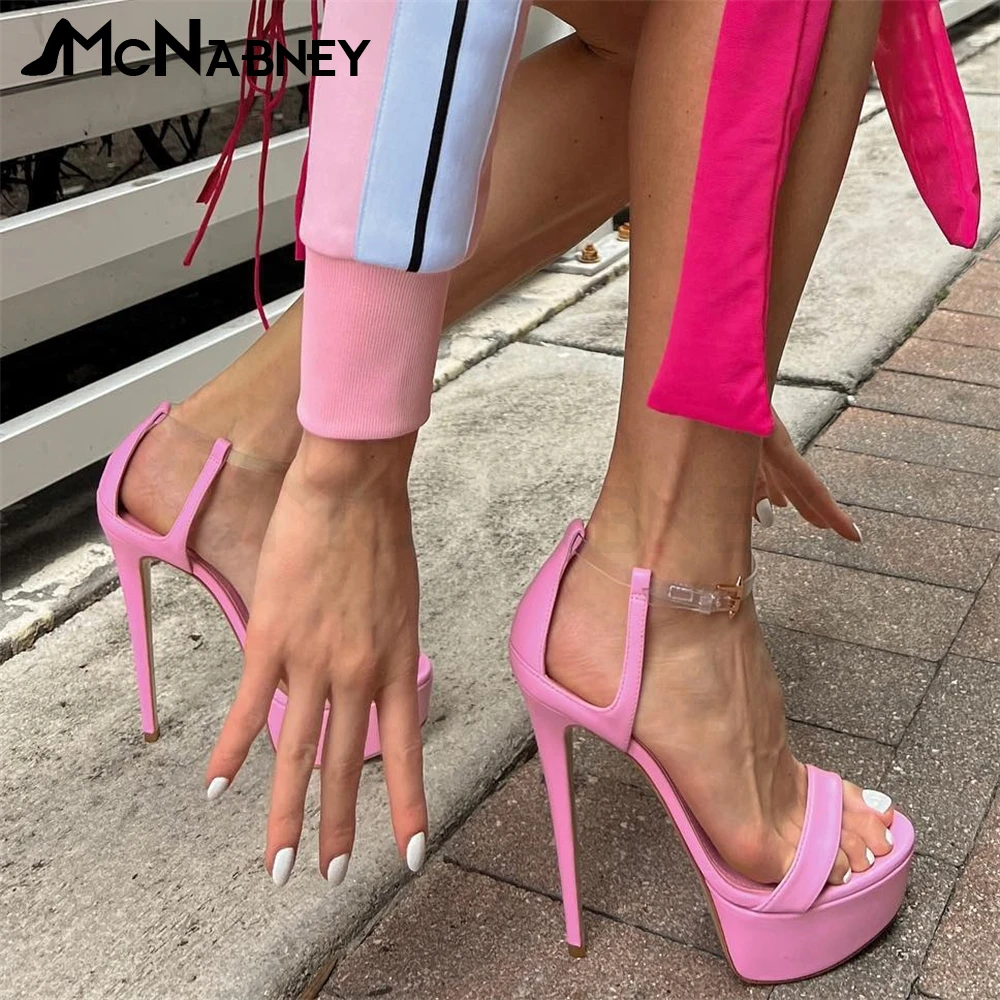 

Platform Leather Plastic Sandals T-Shaped Strap Summer Shoes Multi-Color Sexy Sandals for Ladies Stiletto High Heels New In Sale