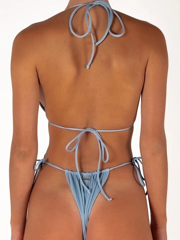 Sexy Bikini Set Bandage Swimwear Women Bathing Suit Beading Cinjunto De Dos Piezas Mujer Low Rise Swimsuit Biquine Brasileiro