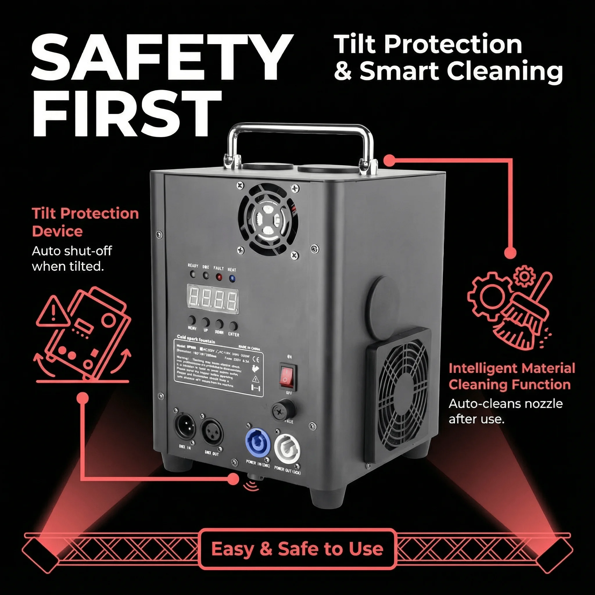 700W TI Cold Spark Machine Ti Powder Sparkler Machine DMX Remote Wireless Cold Firework Wedding Party Show DJ Disco Stage