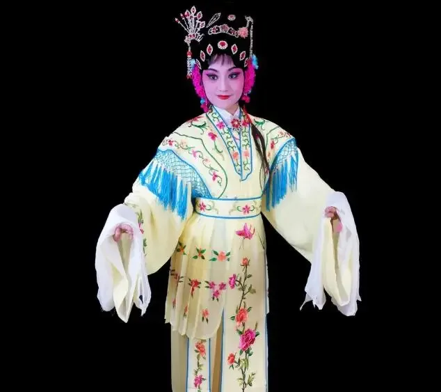 Chinese Traditional Peking Opera Palace Costume, Huadan , Seven Fairies, Drama Performance Long Sleeves Costume, 6 Pcs Set