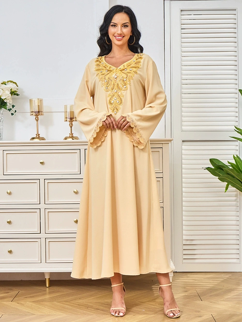 

Ramadan Middle East Saudi Arabia Robe Elegant New Diamond Set Grand Pendant Evening Dress Muslim Luxury Fashion Dress Abaya