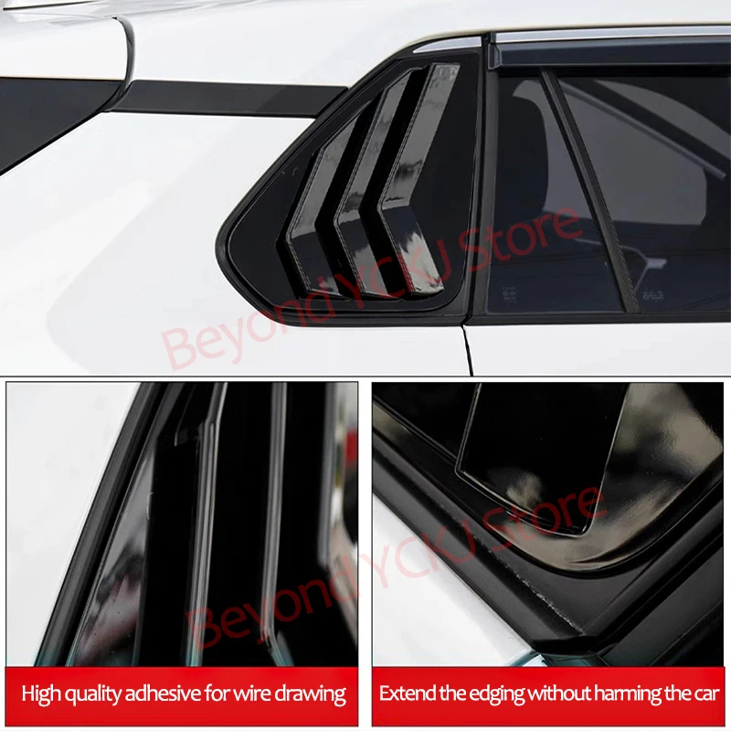 Rear Window Shutter Cover Trim For Toyota RAV4 2019-2024 Carbon Fiber Style Automobile Accessories Car Glass Window ABS Decorate