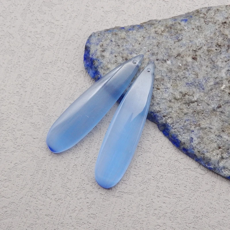 Semiprecious Stones Jewelry Cymophane Earrings For Women 42x10x4mm 5g Fashion Gemstone Earrings Accessories