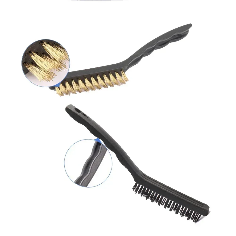 2pcs 9‘’ Wire Brush Brass & Steel Bristles Rust Remover Polishing Brush For Painting Light Metal Battery Cleaning Hand Tools