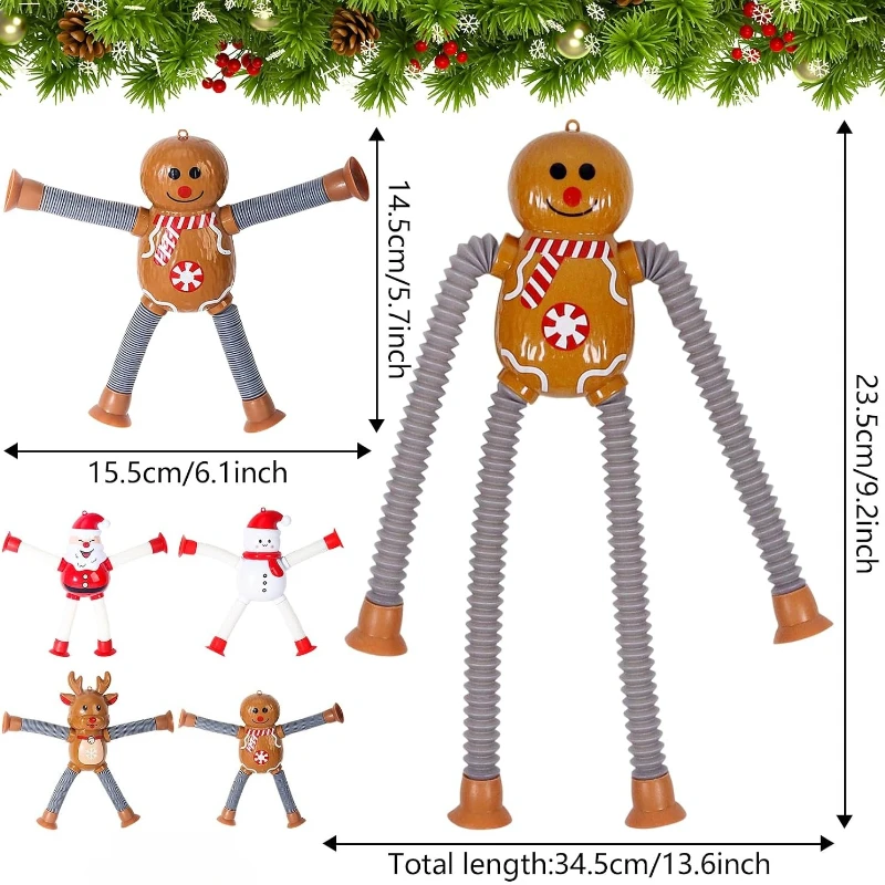 Christmas Pop Tubes Sensory Toys Telescopic Suction Cup Fidget Toys Stocking Stuffers Christmas Party Favors for Boys Girls