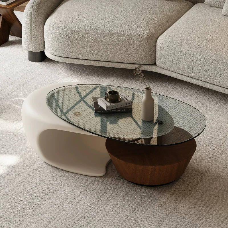 Minimalist coffee table combination special-shaped living room home glass creative side table
