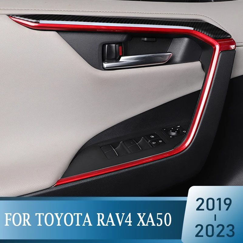 

For Toyota RAV4 2019 2020 2021 2022 2023 RAV 4 XA50 Hybrid Car Door Lift Armrest Bowl Strip Trim Cover Interior Accessories