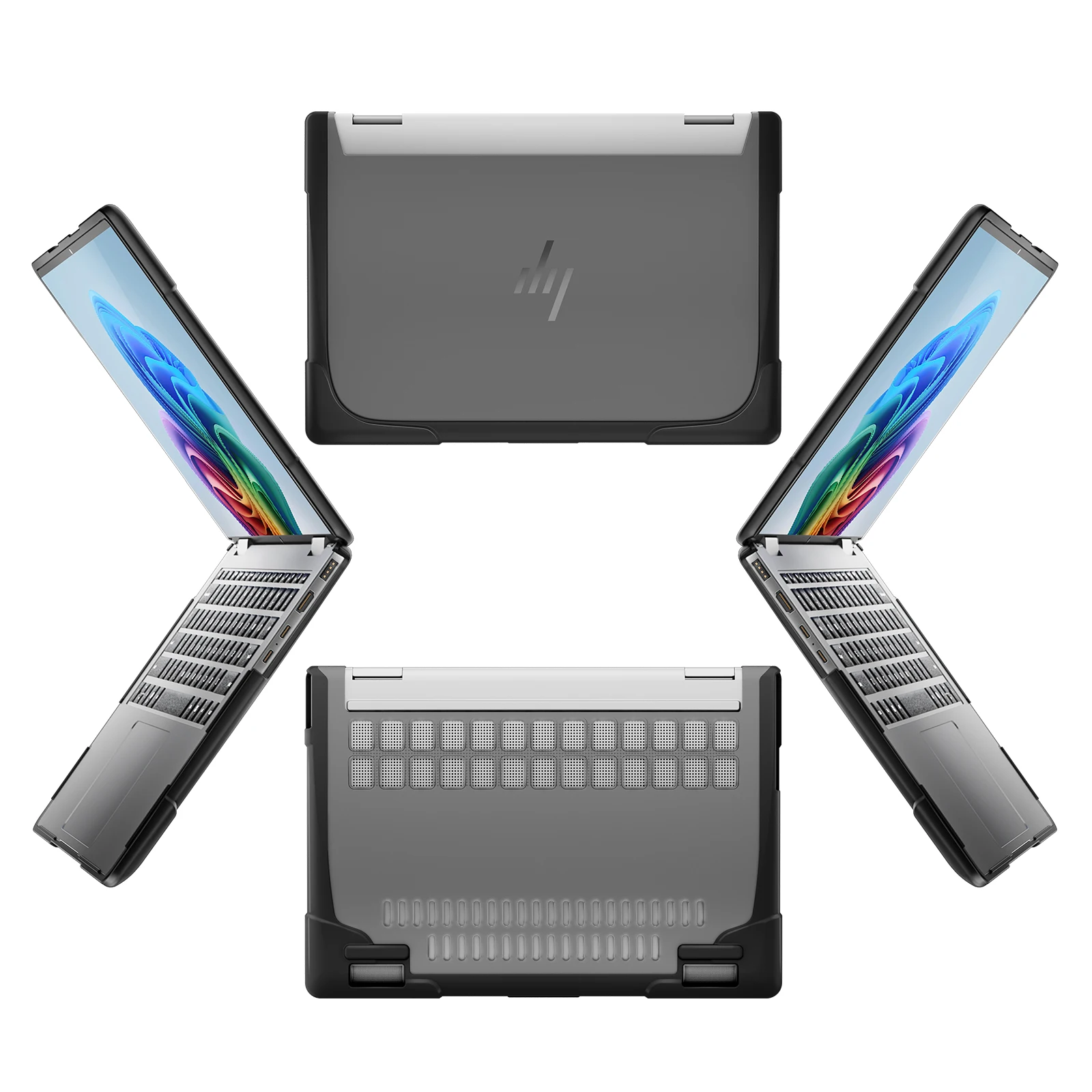 Laptop Case for Hewlett-Packard Envy X360 2024 14 inch Built-in Bracket Stand Micro Clip Laptop Cover PC+TPU Full Body Protectio