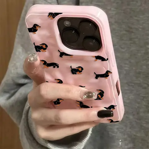 Dachshunds Pattern Soft Silicone Soft TPU Phone Case For  iPhone 16 Pro Max 15 Plus 14 17 Air 13 12 11 Shockproof Cover