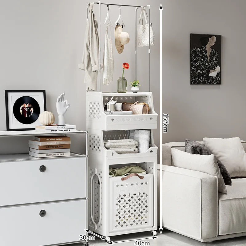 

Multi functional storage rack, living room storage rack with pulley, clothes and toiletries storage rack, coat and hat rack