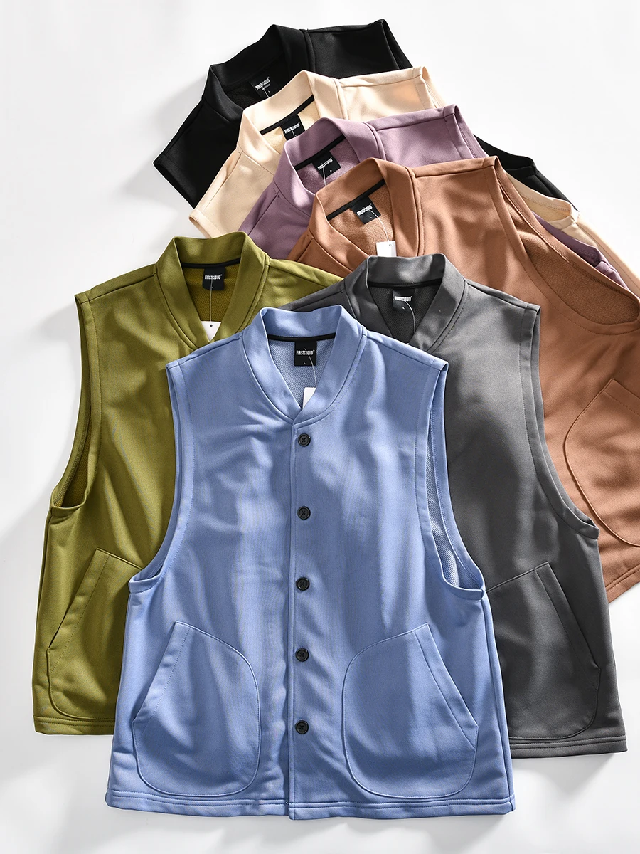

Breathable Knitted Texture Vest Top Summer Casual Unisex Color Jacket Outerwear Fashionable Urban Style Standard Fit