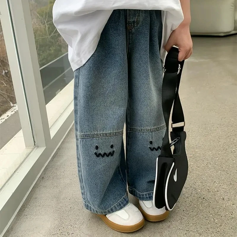 Kids Jeans for Girls Denim Trousers Children Wide Leg Pants Spring Autumn Baby Clothes Teenagers Costumes 3 5 7 9 Y Years