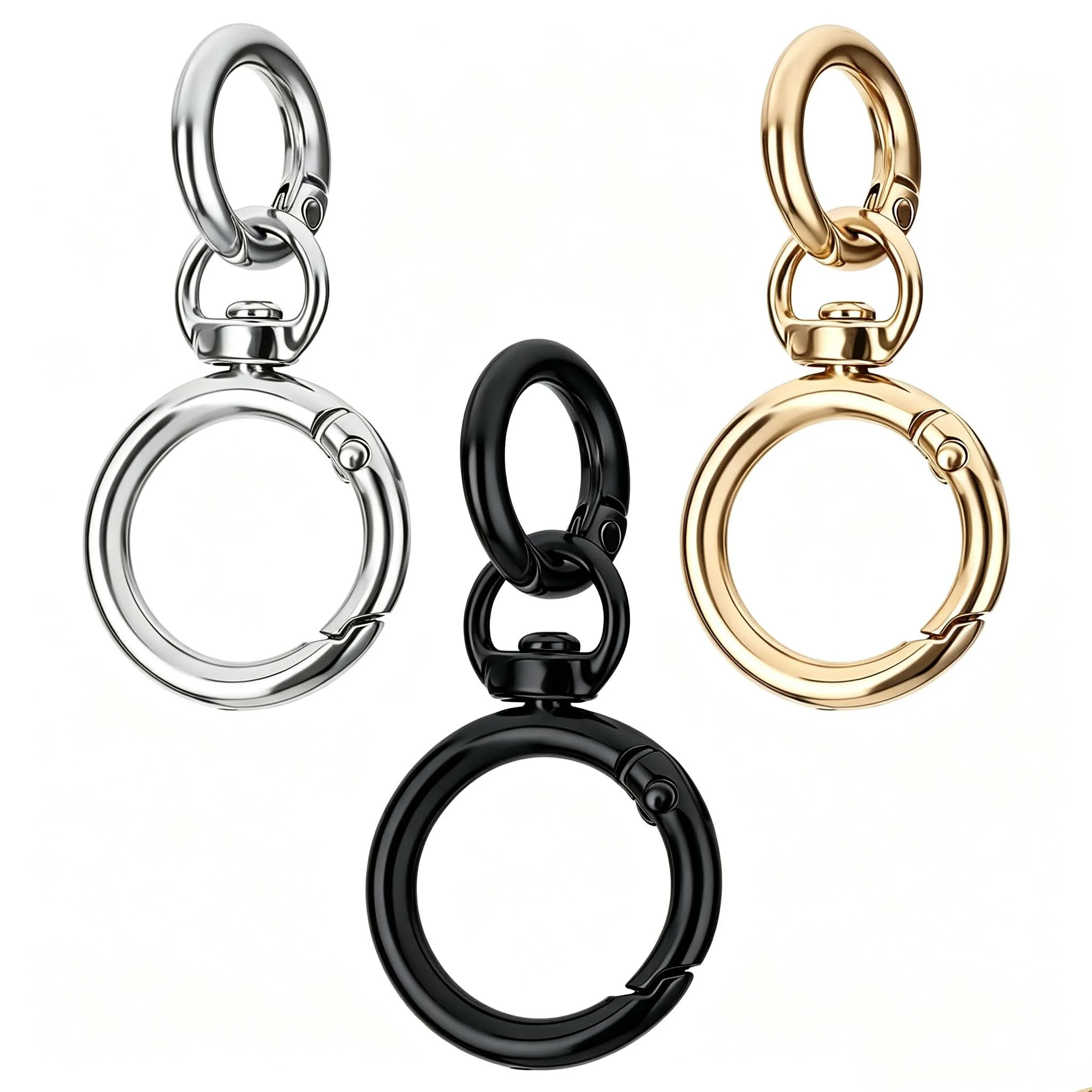 6 Sets Round Spring Snap Carabiner Clips, Swivel Trigger Hook Metal O-Ring Clasps,Keychain Hardware for Handbag, Lanyard & DIY