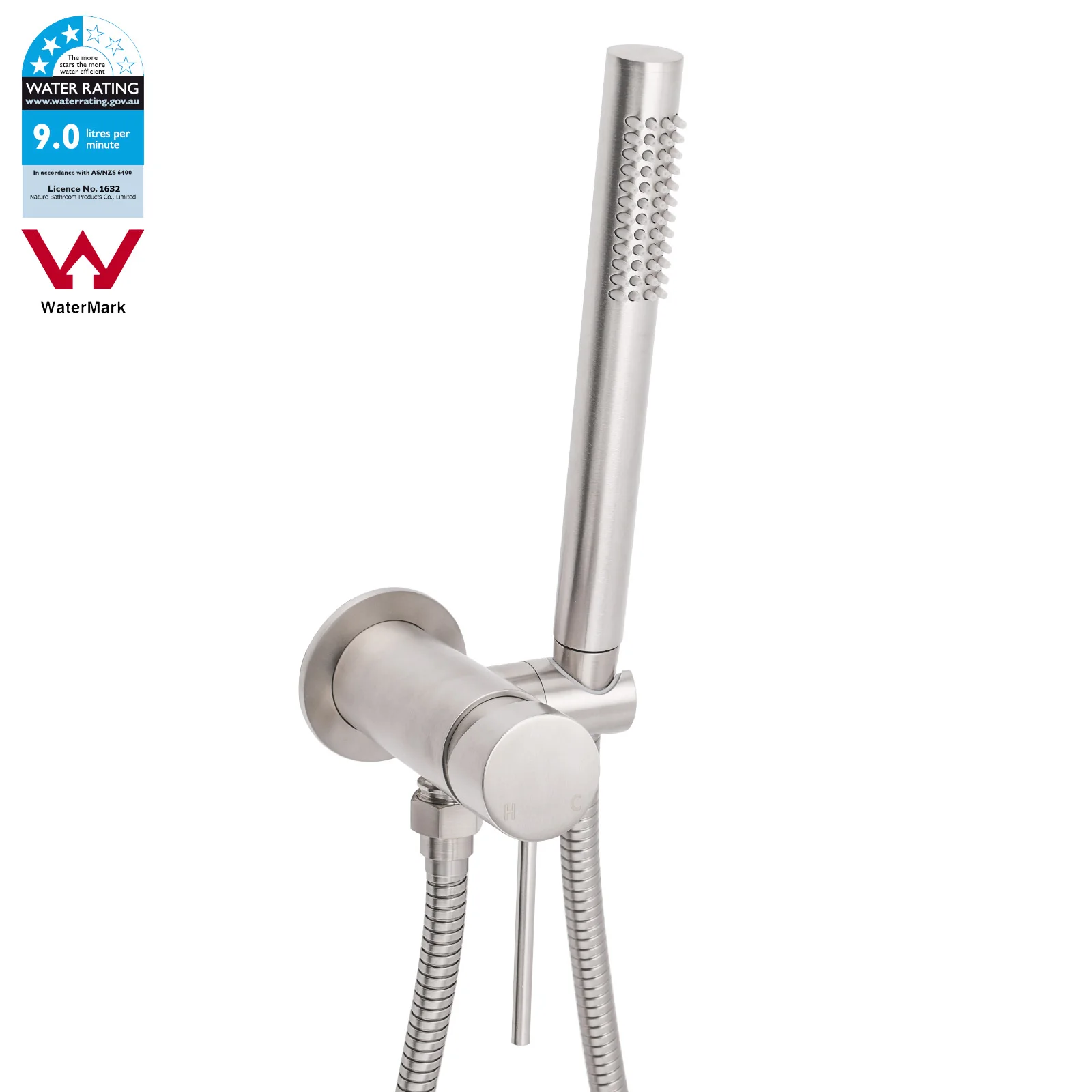 **Sydney Stock** KYLINS WELS Handheld Shower Head Round Swivel Holder Mixer Tap Set Hose Wall Mounted Brushed Nickel WaterMark