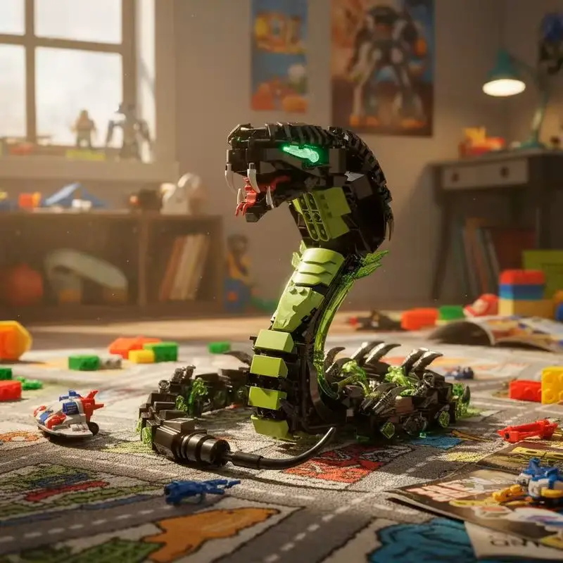 2025 Mechanical Snake Building Blocks Sets 689Pcs STEM Technological Cobra Animals Model Bricks Toys for Kids Childrens Toys MOC