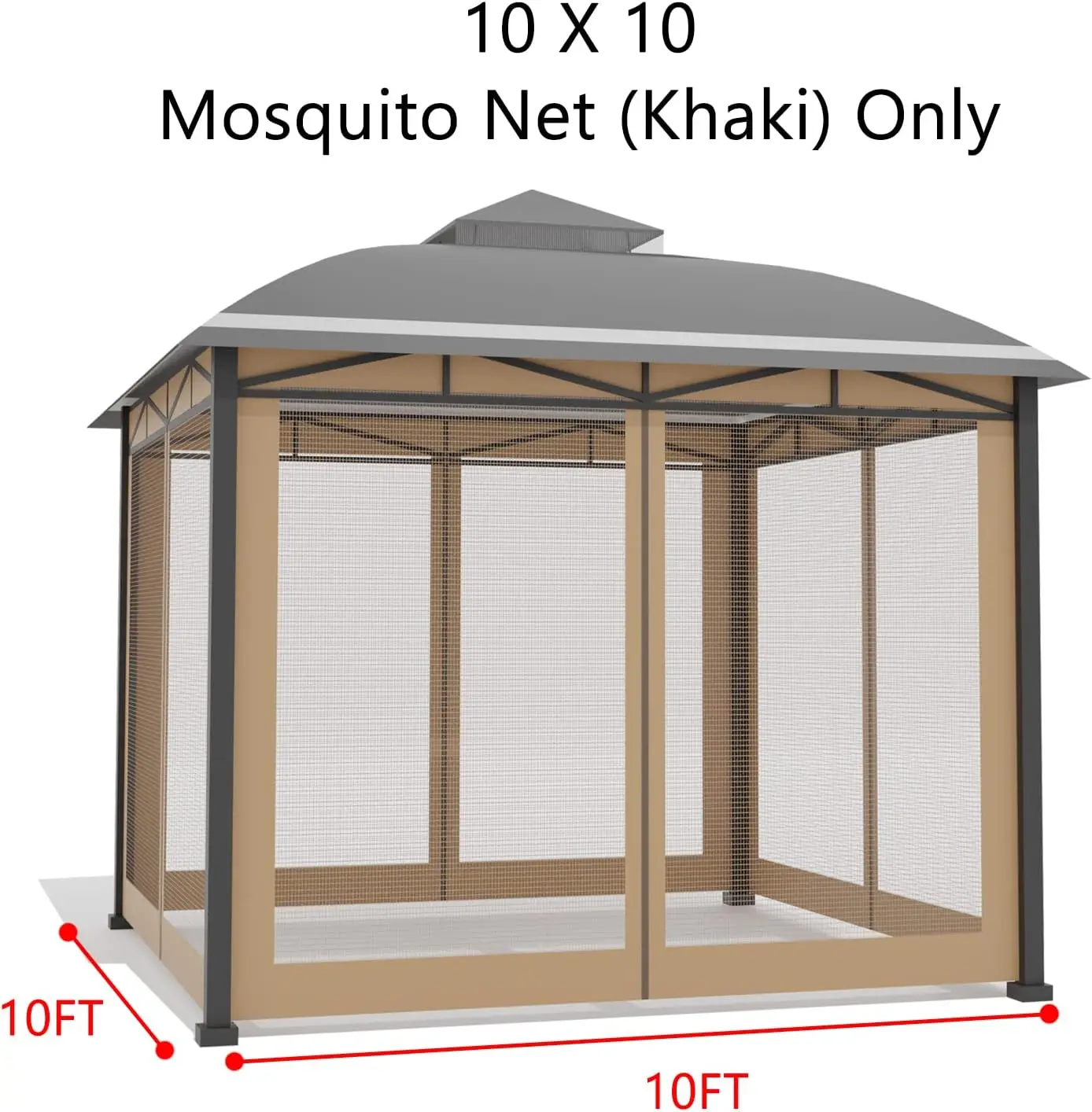 

Universal Replacement Mosquito Netting 10’x10’ Garden Gazebo Netting Outdoor Canopy Mesh Patio Screen Sidewalls with Zipper