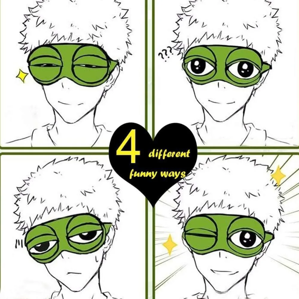 Lovely Cartoon Frog Sleep Eye Mask Skin-friendly Green Big Eyes Sleep Mask Breathable Shading 3D Eye Mask Travel Nap