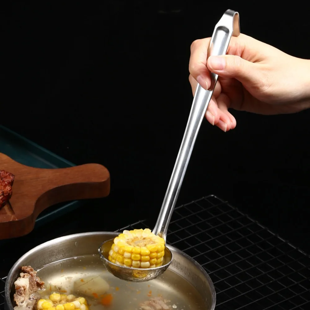 

Practical Hook Long Handle Soup Ladle Rust-proof Thickened Colander Stainless Steel Serving Spoon Hotpot