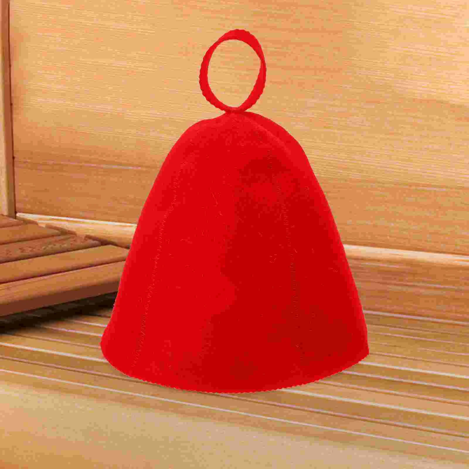 Wool Felt Bath Hat Large Comfortable Felt Sauna Hat Red Comfortable Breathable Hair Cap for Spa Household Shower Accessories