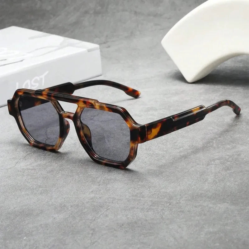 New Retro Double Bridges Women Polygon Square Sunglasses Fashion Blue Purple Men Shades UV400 Sun Glasses image 3
