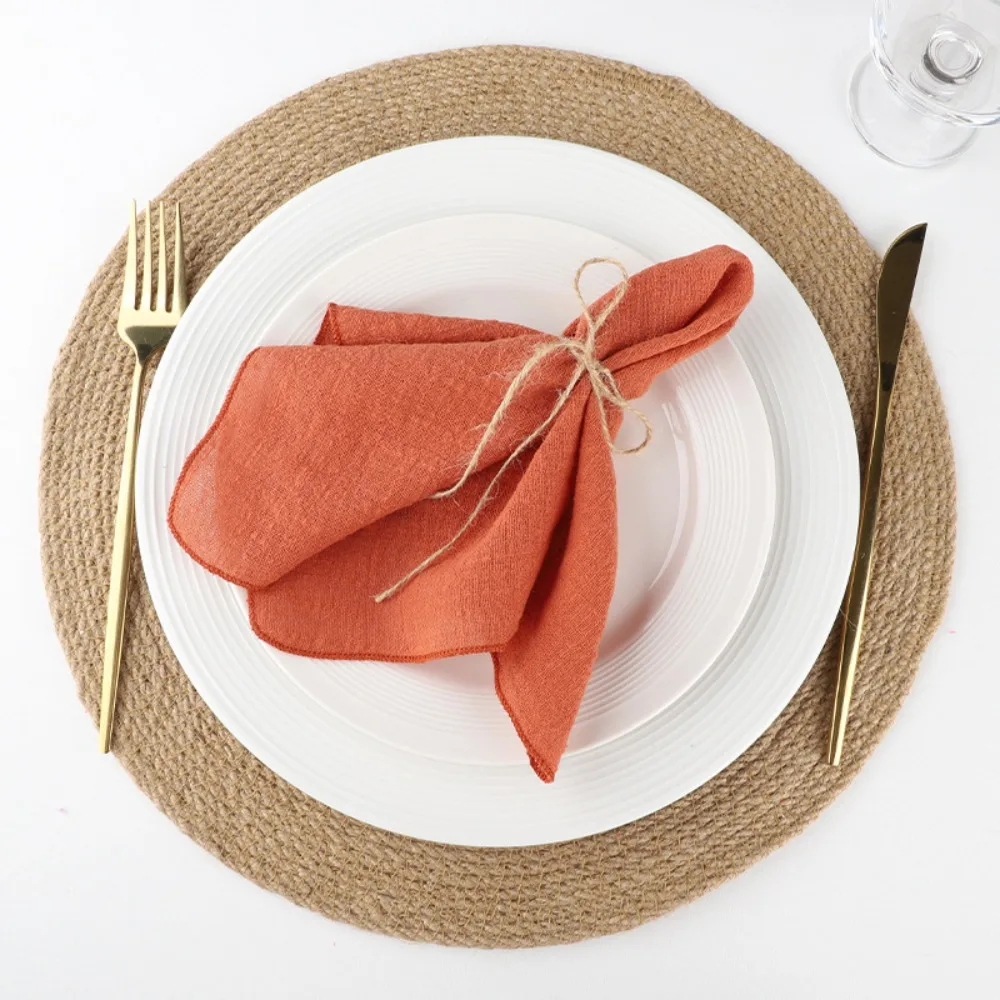2PCS Tea Towel 42*42 cm Lock Edge Napkins Minimalist Handmade Cotton Cloth Napkins Reusable Soft Bamboo Knot Napkins Restaurant