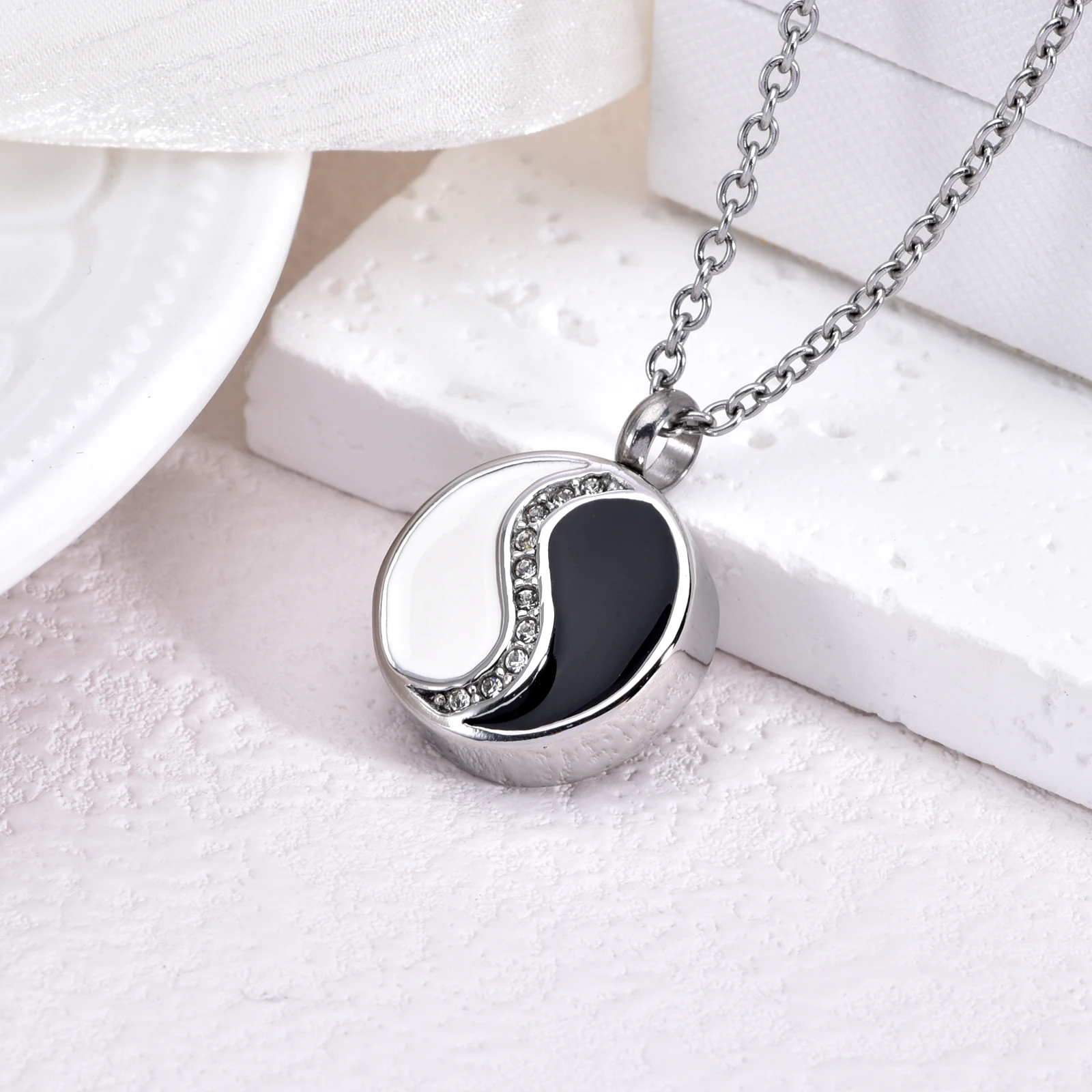 Stainless Steel Bagua Urn Pendant Necklace for Human Ashes, Cremation Jewelry, Keepsake Memorial Pendant for Loved Ones