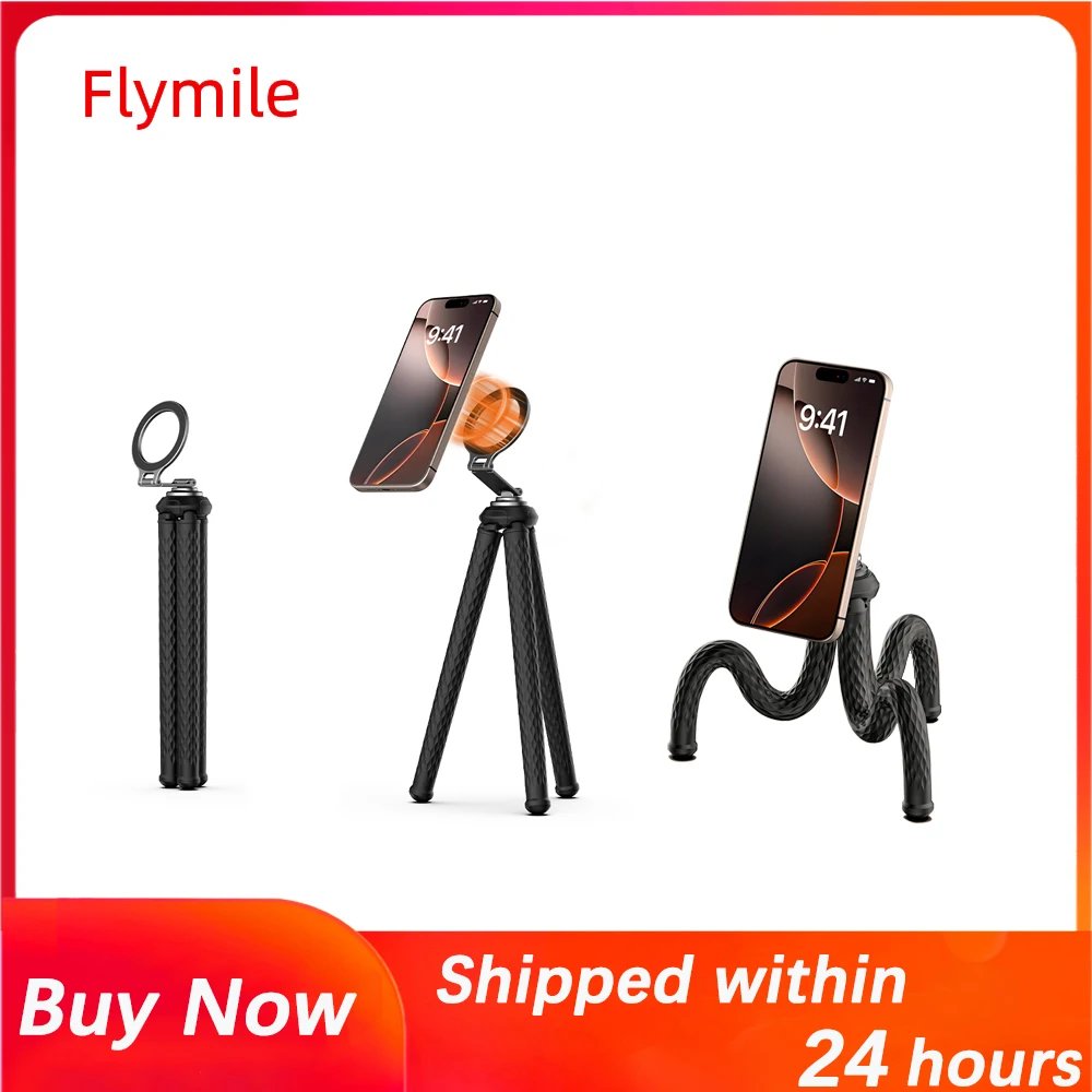 Flymile support magnétique multifonction pour iPhone 16 15 14 13 Smartphone trépied Flexible universel perche à Selfie avec vis 1/4