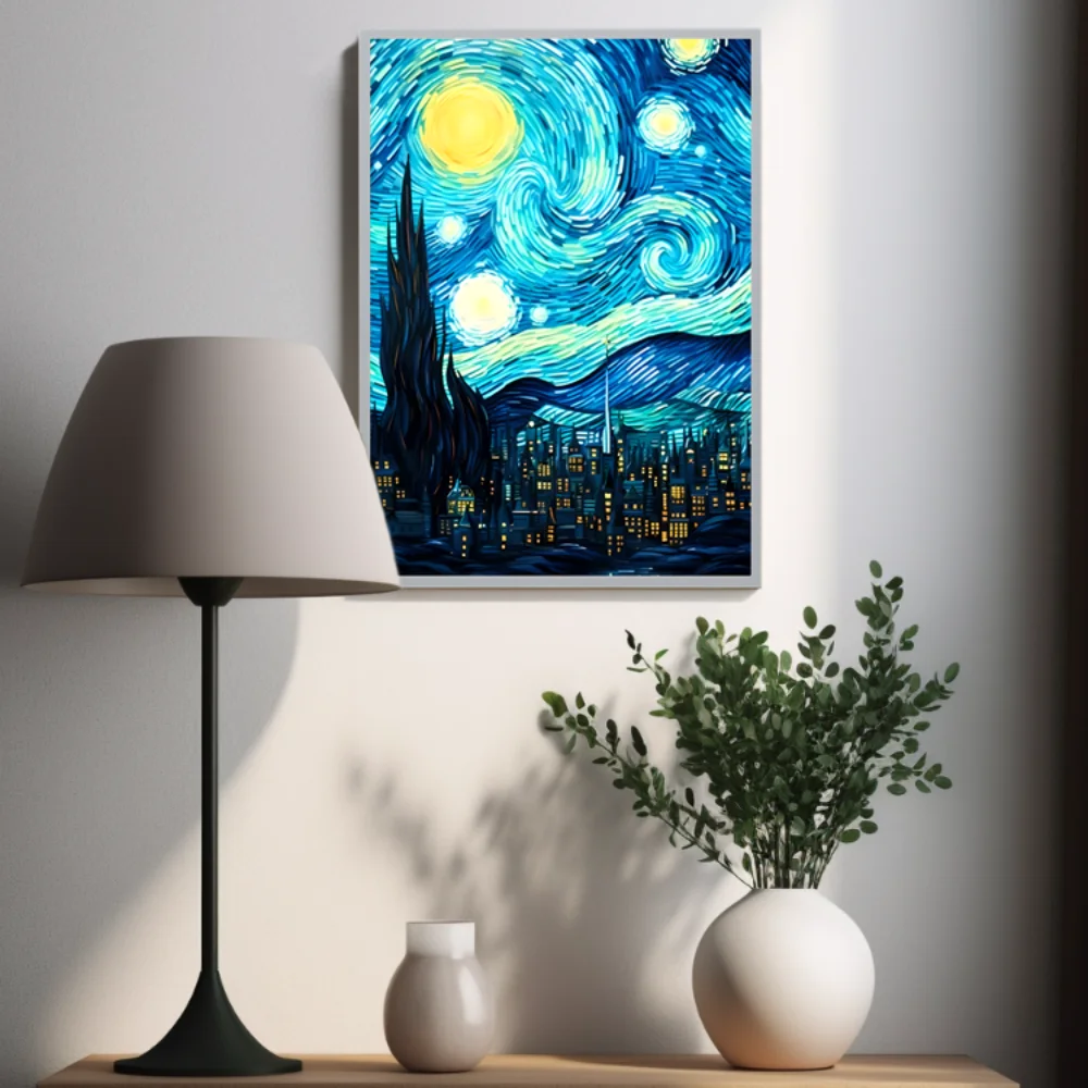 Van Gogh Starry Night Night Light - Artystyczna lampa LED do dekoracji pokoju, Lampara de Noche do sypialni/salonu