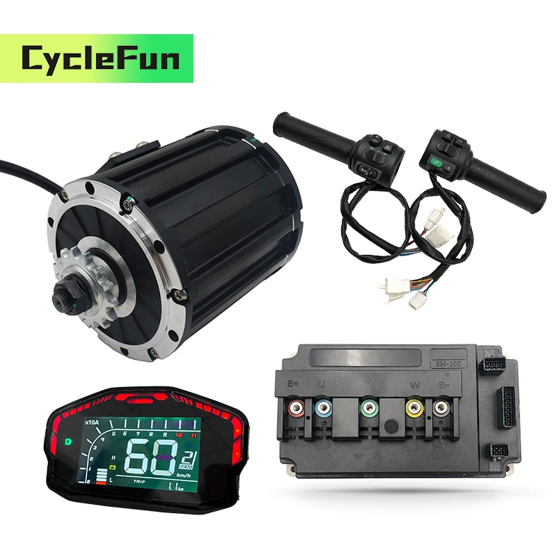 

QS120 70H Mid Drive Motor Kit With Votol EM100 Boost 120A Controller DKD Display And Throttle For Electric Motorcycle ATV Ebike