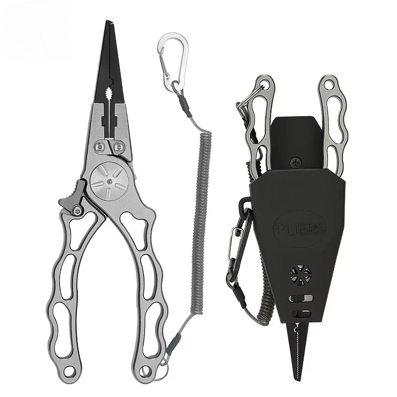 Multifunctional Fishing Accessories Fishing Line Cutter Durable 6061 Aluminum Fishing Pliers Saltwater Stream Use Sheath DX