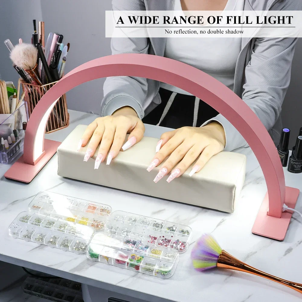 Half-Moon U-Shaped Manicure Table Lamp Shadowless Fill Light Tabletop Beauty Manicure Lighting Lamp Eye Care LED Table Lamp