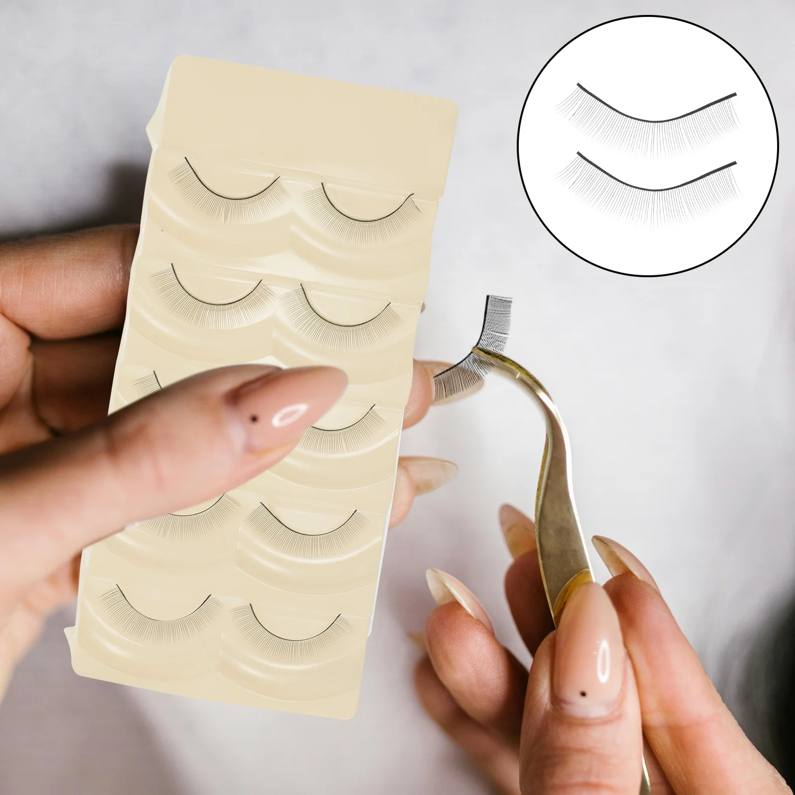 5 أزواج من شرائط الرموش لتمديد الرموش للمبتدئين، رأس عارضة أزياء الرموش ذاتية اللصق، تخزين مدمج أنيق #1