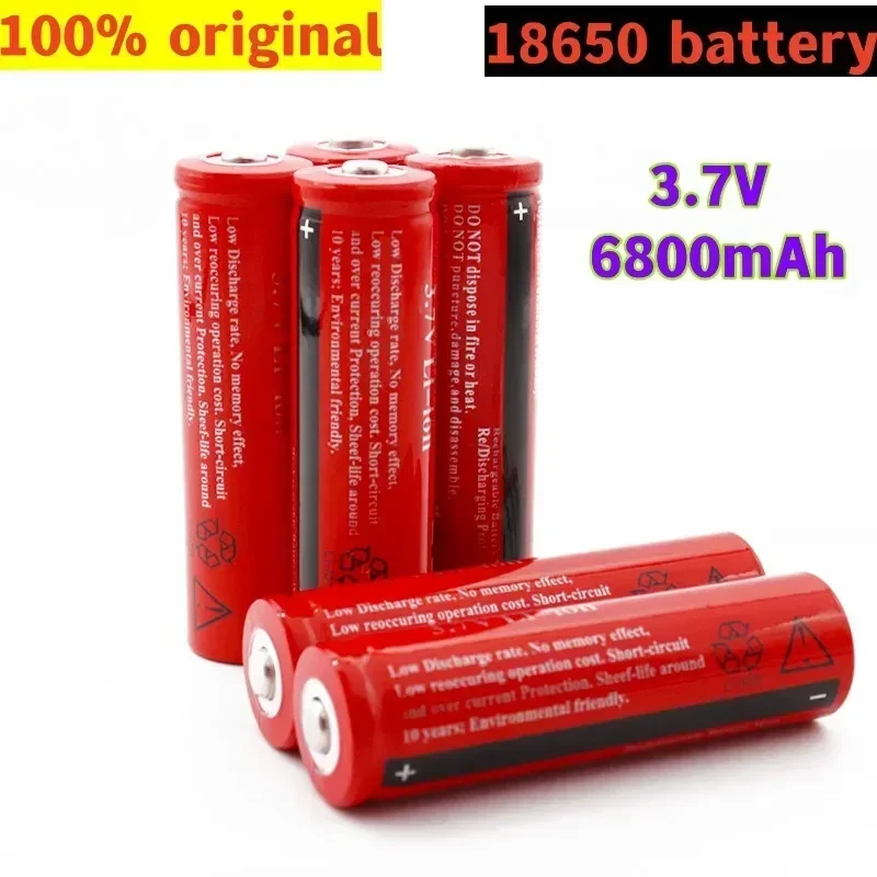 Batería de Litio recargable para linterna Led, 3,7 V, 6800mAh, 18650