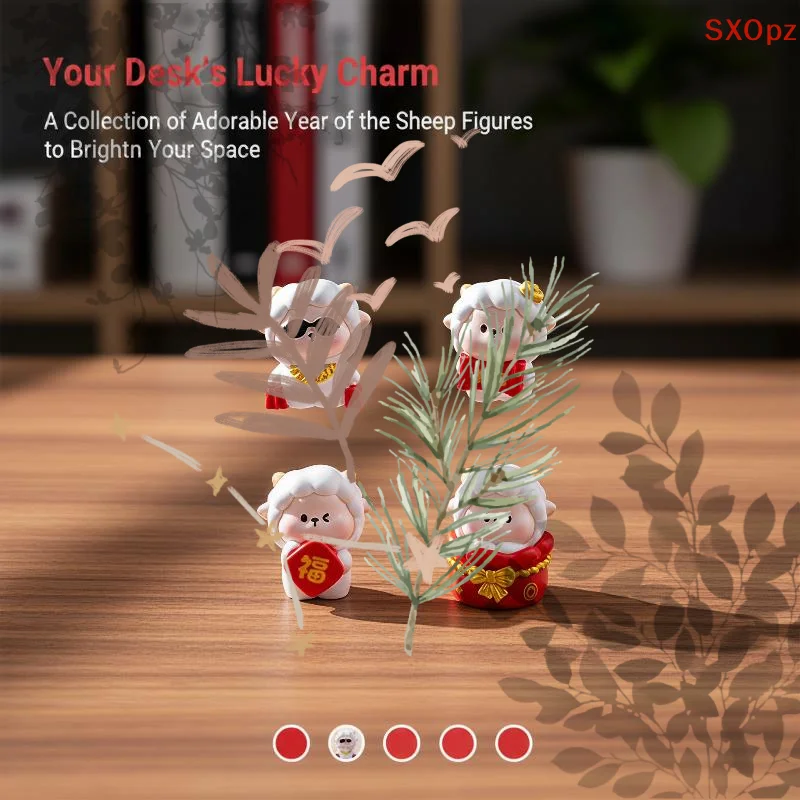 Cute 2027 Year Of The: Sheep Resin Figurines Lucky Design Chinese New Year Home Desktop Decor