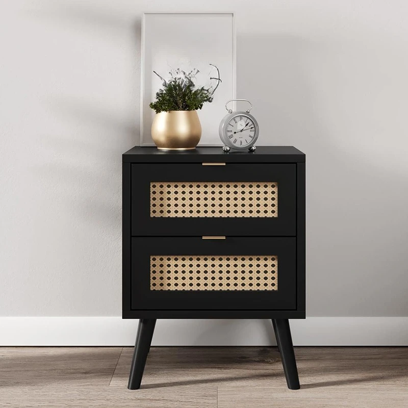 3-deurs zwart hout moderne luxe rotan dressoir buffetkast huishoudmeubilair