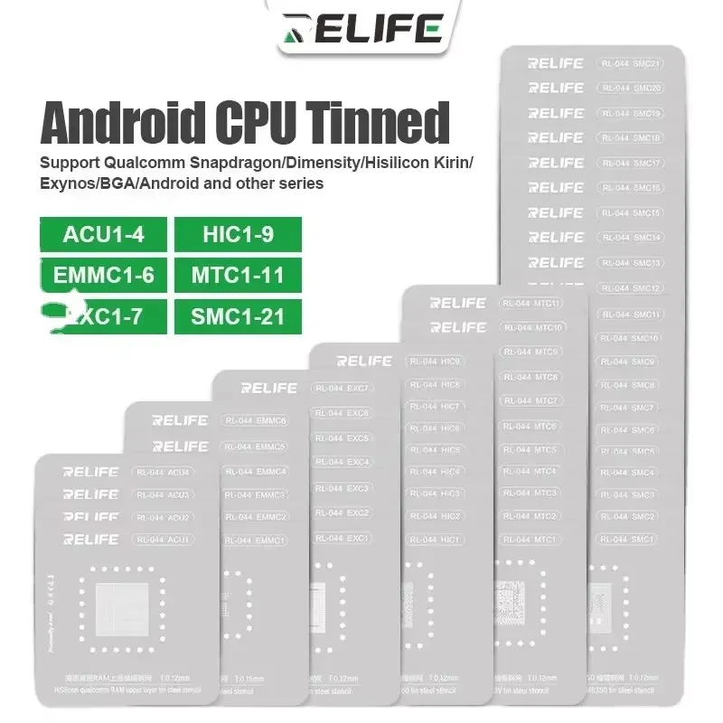 RELIFE RL-044 58PCS AD Series Chip Planting Tin Steel Stencil Set Support for Various AD Series Phones Repair Tools