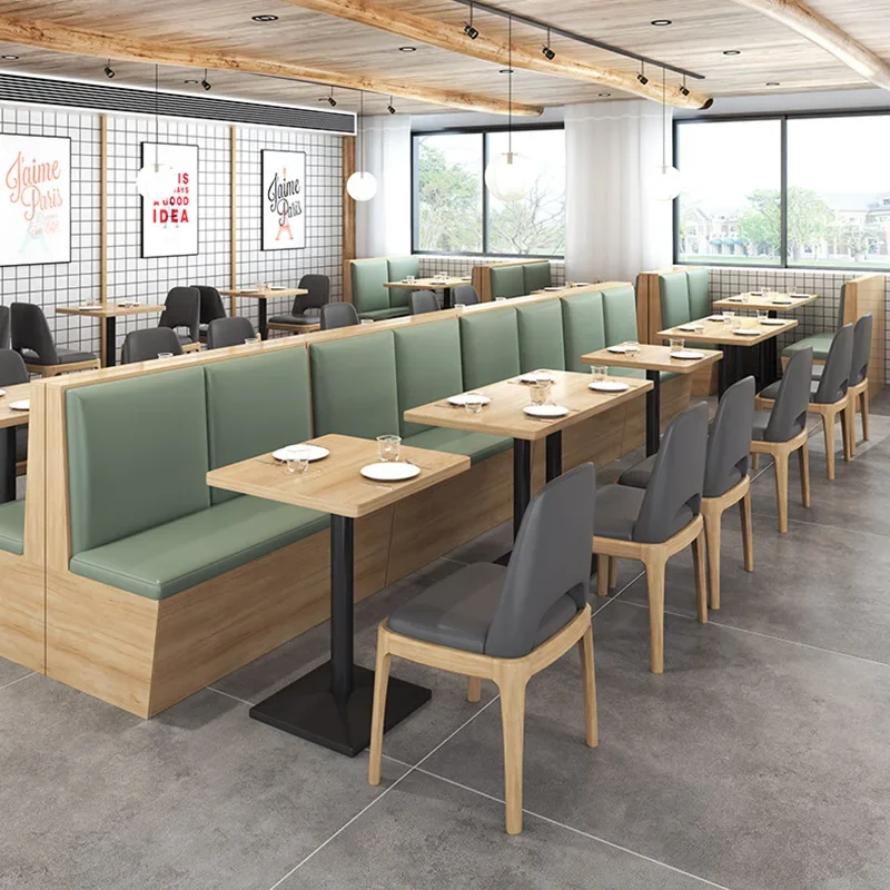Chain restaurant hot pot restaurant noodle shop solid wood dining table and chairs