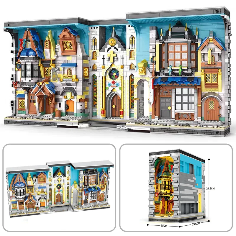 

Street View European Century Book of Market Building Block Creative Expert Castle Bricks Modular Model Toy For Children Gift MOC