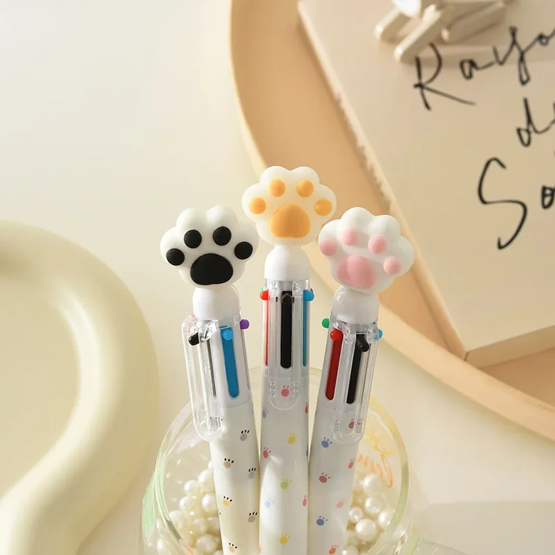 Cute Cat Paw 6 Colors Ballpoint Pens Kawaii Rollerball Pens for Students Korean Stationery Gift School Office Writing Supplies