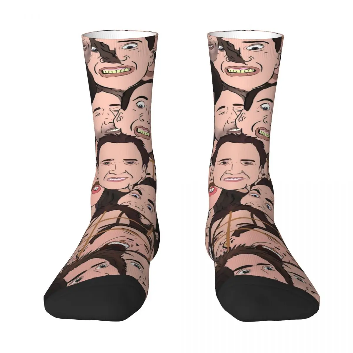 Nicolas Cage Stockings Funny Face Print Design Leisure Socks Autumn Anti-Slip Socks Women Men Cycling Medium Soft Socks