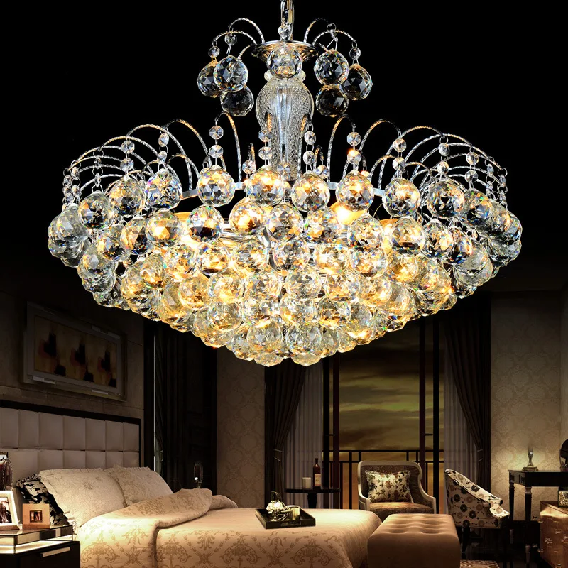 مصباح غرفة النوم الدافئ الكريستالي LED لغرفة المعيشة الأوروبية مصباح غرفة الطعام الرومانسي
