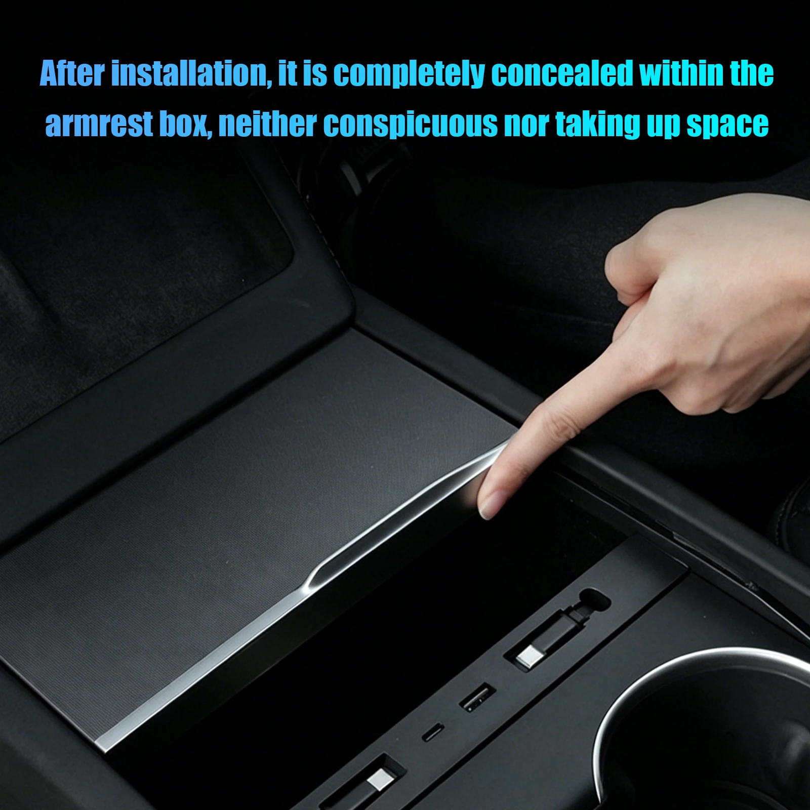 USB Hub for Tesla ModelY/YL/3 4 in 1 Multi Port Fast Charger Docking Station Muti-Ports Charging Hub for Center Console