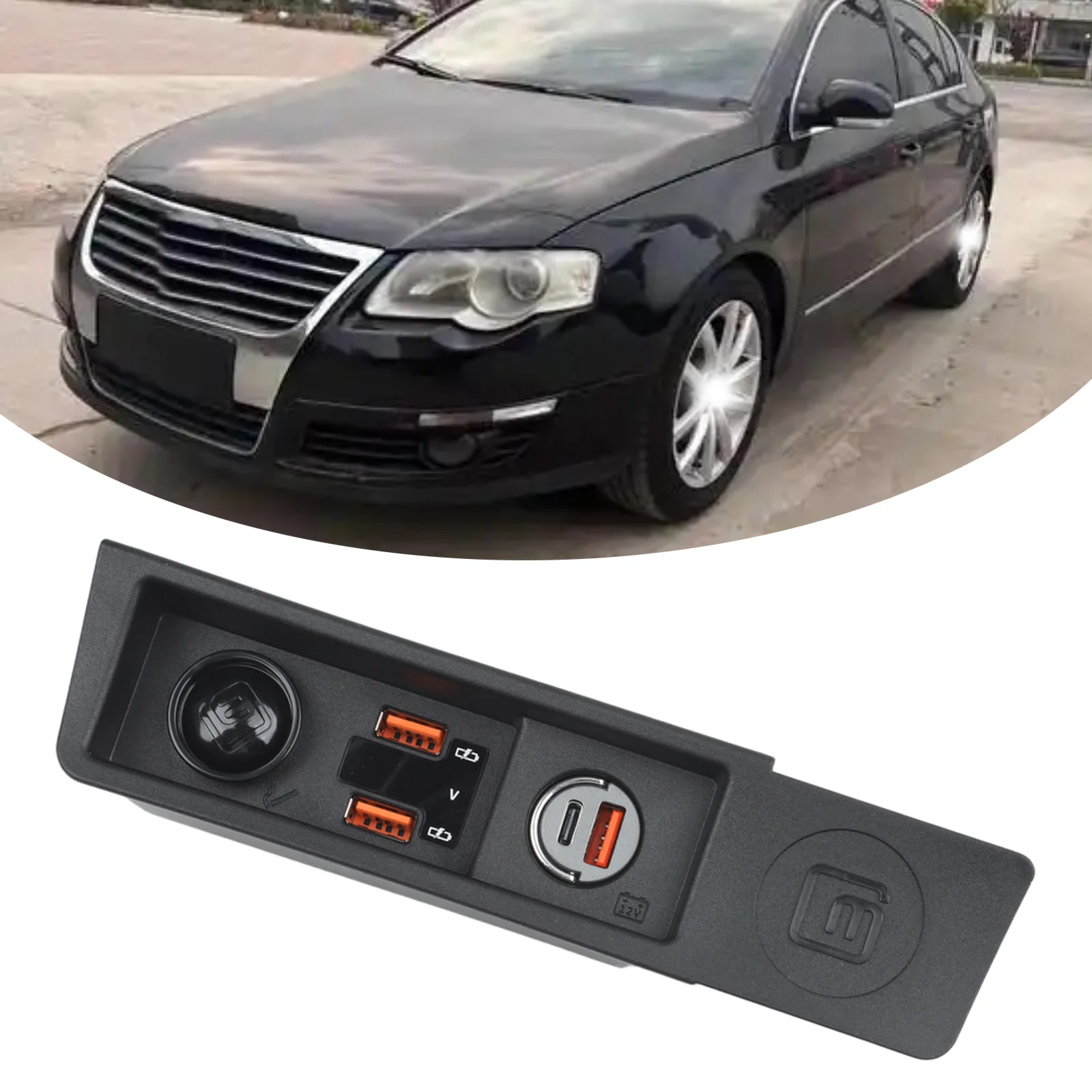 for Fast USB Charging Car Charger Socket Dashboard Socket Replacement ABS Construction 12V Operating Voltage Electronic Charger