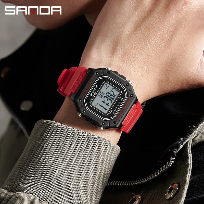 

SANDA Brand Swimming Waterproof Couple Watch, Simple Alarm, Single Display, Men's and Women's Wristwatch